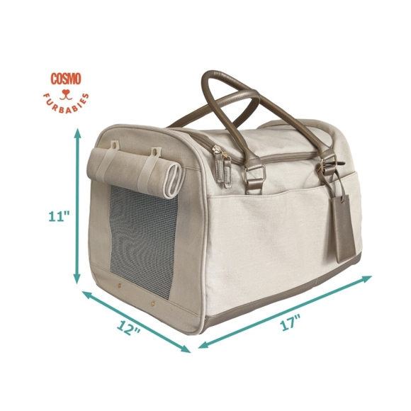 Canvas pet carrier, cream with gold handles, NWT - Picture 6 of 6